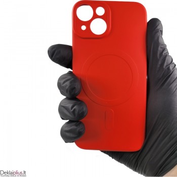 Švelnus silikoninis dėklas su magsafe - raudonas (Apple Iphone 14)